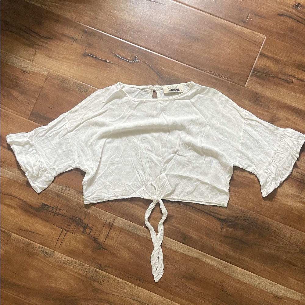 Cream Tie-Front Blouse